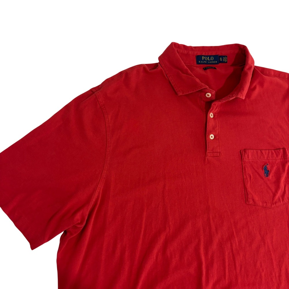 Polo Ralph Lauren Red Polo Shirt Mens XL Classic Fit Short Sleeve Chest Pocket
